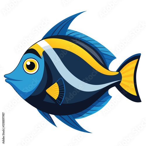 tang fish vector isolated image on white backgrounder 