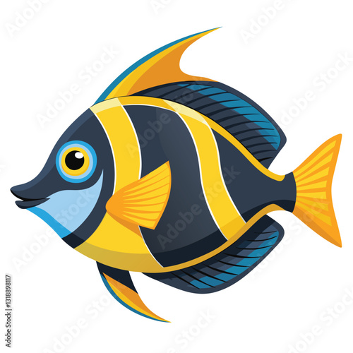 tang fish vector isolated image on white backgrounder 