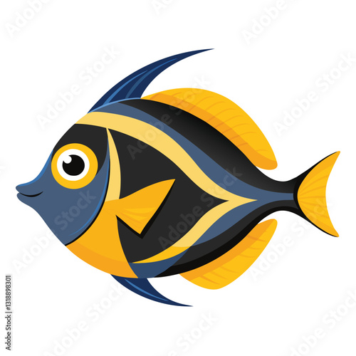 tang fish vector isolated image on white backgrounder 