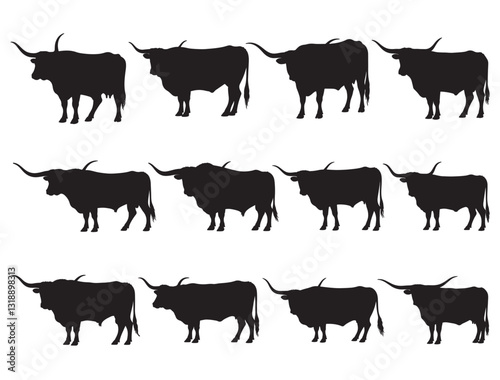 LONGHORN SILHOUETTE WHITE BACKGROUND
