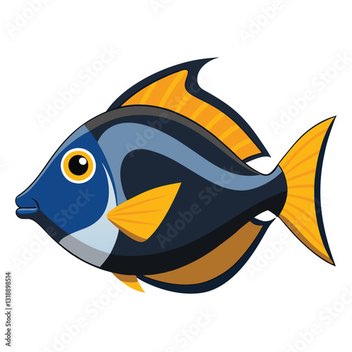 tang fish vector isolated image on white backgrounder 