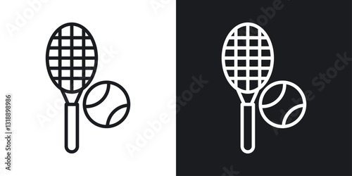 Tennis icons set in black and white stroke lines