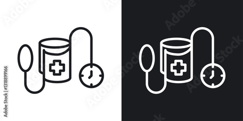 Tonometer icons set in black and white stroke lines