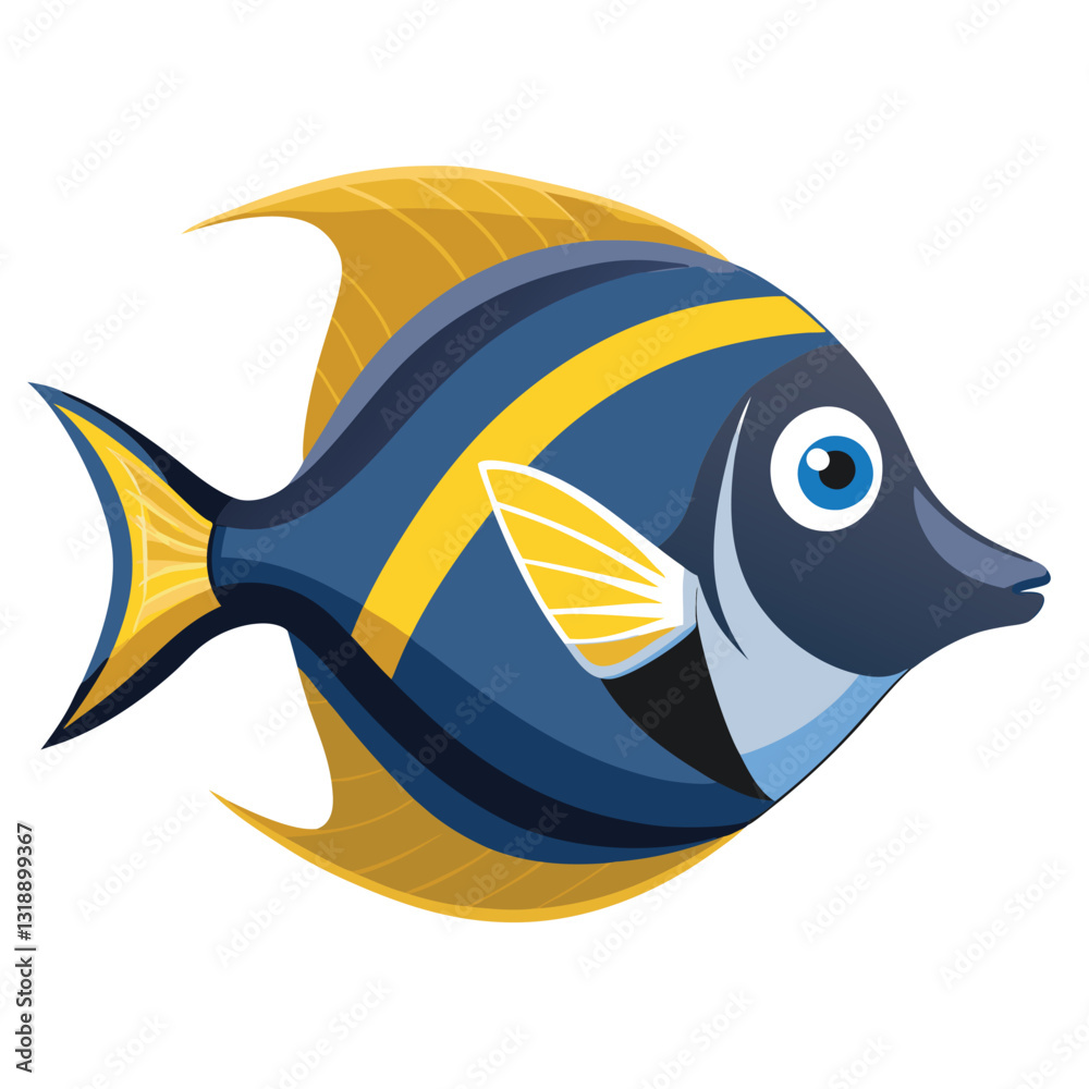 Obraz premium tang fish vector isolated image on white backgrounder 