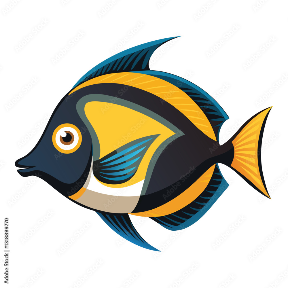 Fototapeta premium tang fish vector isolated image on white backgrounder 