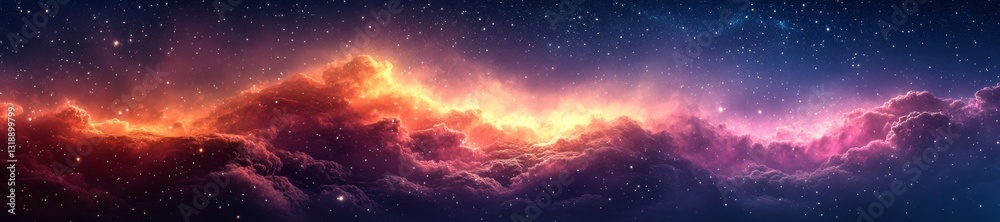 Obraz premium Cosmic Clouds of Fire and Ice Blending with Starry Night Sky. Generative AI