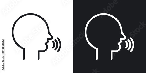 Voice recognition icons set in black and white stroke lines