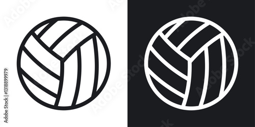Volleyball icons set in black and white stroke lines