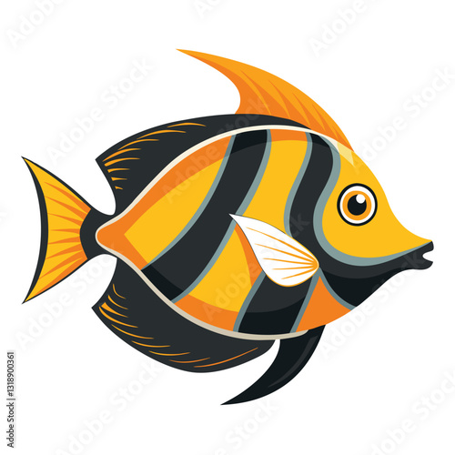 tang fish vector isolated image on white backgrounder 