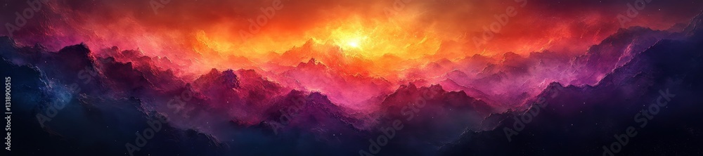 Fototapeta premium Abstract Colorful Mountain Landscape with Glowing Aura. Generative AI