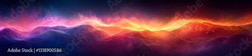 Surreal Mountain Range with Fiery Glow and Dreamy Colors. Generative AI