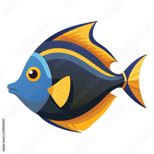 tang fish vector isolated image on white backgrounder 