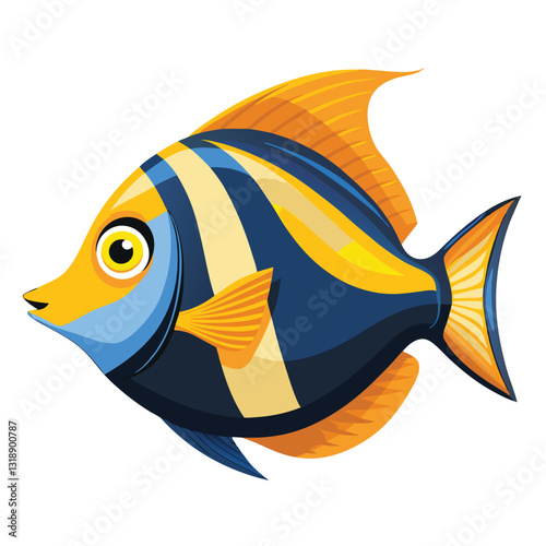 tang fish vector isolated image on white backgrounder 
