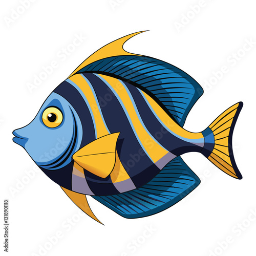 tang fish vector isolated image on white backgrounder 