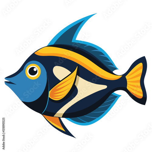 tang fish vector isolated image on white backgrounder 