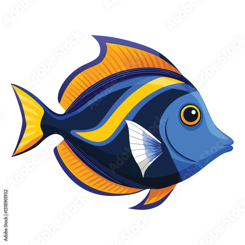 tang fish vector isolated image on white backgrounder 