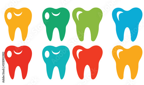 Dental icon set depicting healthy teeth and molar anatomy.
