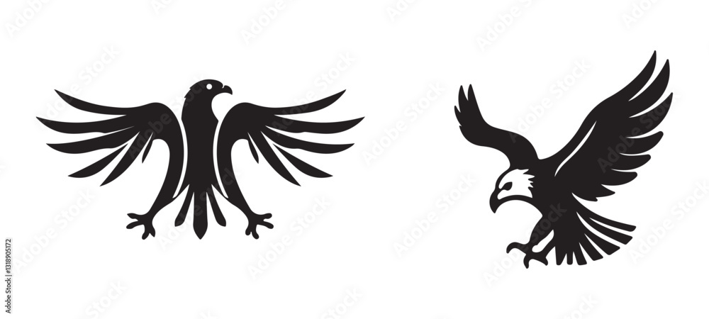 Naklejka premium Creative Minimalist Eagle logo Design Silhouette Vector Illustration