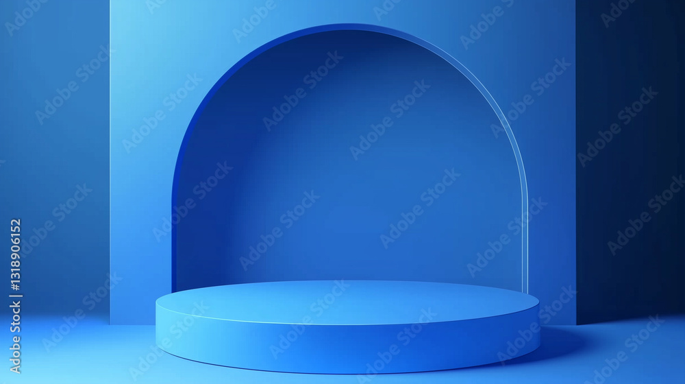 3d Empty blue podium background on blue background, podium in minimal style for product showcase or display, Abstract background, stage podium with lighting for Award display 3d Empty blue podium background on blue background, podium in minimal style for product showcase or display, Abstract background, stage podium with lighting for Award display