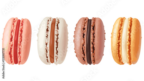 Vector set of french macaroon dessert macaron pastry illustration set isolated on white background