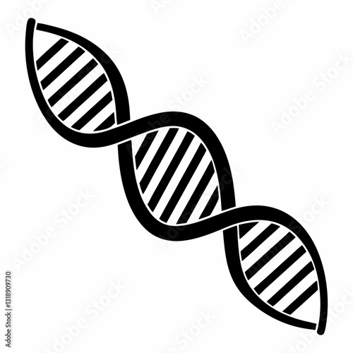 Minimalist DNA Helix Silhouette Vector