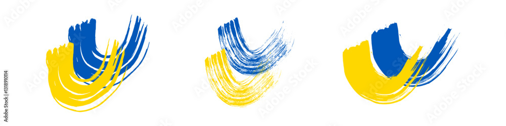 Obraz premium Set of Ukrainian national flags