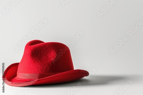 Ultra Quality Picture of Felt Tyrolean Hat on White Ocktoberfest Bavarian Red Hat photo