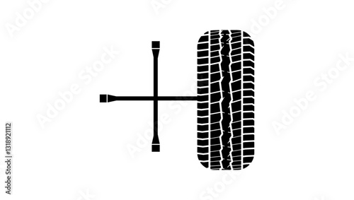 tire change logo, black isolated silhouette