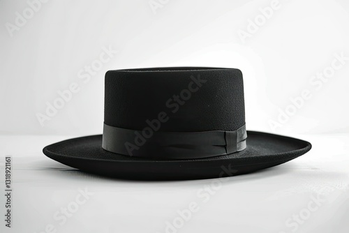 Flawless Picture of Vintage Black Mens Hat on a White Background photo