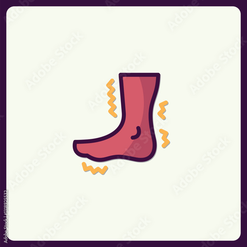 Foot Pain Icon Representing Medical Condition, Foot Issue and Discomfort