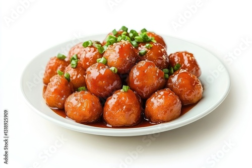 Ultra Quality Picture of Gobi Appetizer Manchurian on Plate Isolated on a White Background