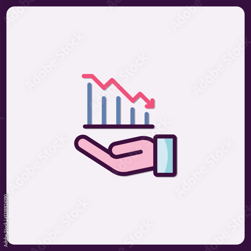 Hand Holding Financial Downturn Chart for Business Risk Illustration