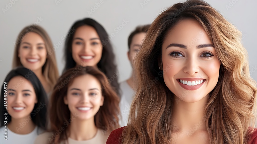 Obraz premium Group of Happy Diverse Women Smiling with Positive Energy in a Bright Indoor Setting