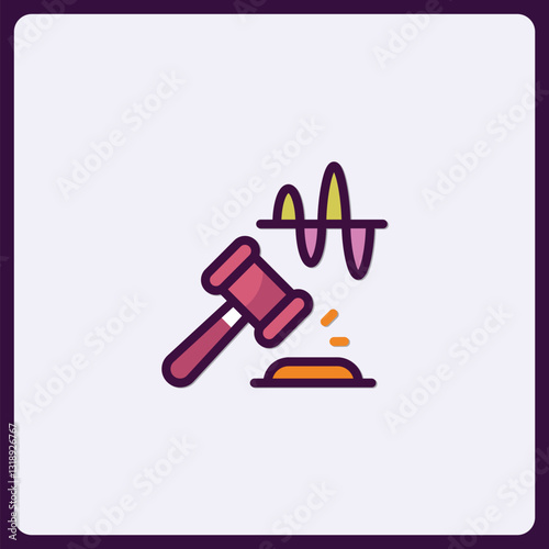 Iconic representation of court proceedings with sound wave design concept
