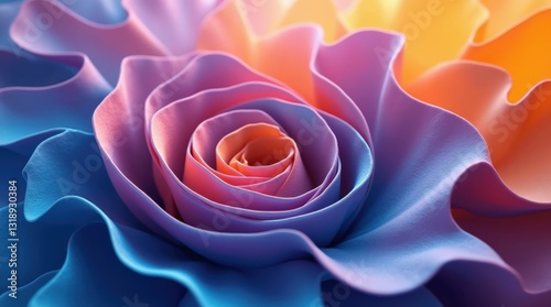 Colorful Textile Rose With Layered Petals in Vibrant Gradient Hues