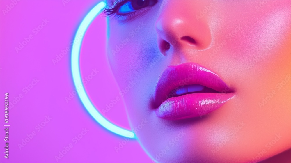 beauty photography, neon portrait, fashion model, glowing skin, editorial photoshoot beauty photography, neon portrait, fashion model, glowing skin, editorial photoshoot