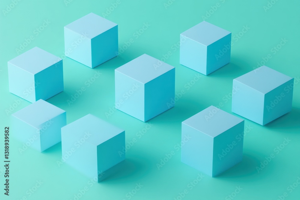 Abstract pastel blue cubes on turquoise background. Abstract pastel blue cubes on turquoise background.