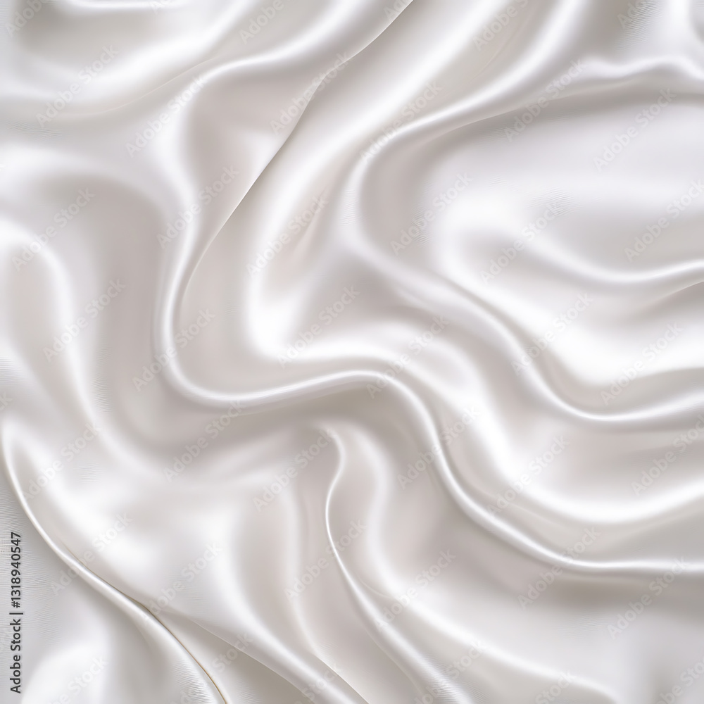 Obraz premium Elegant white satin fabric texture studio setting visual content soft atmosphere close-up perspective textile concept