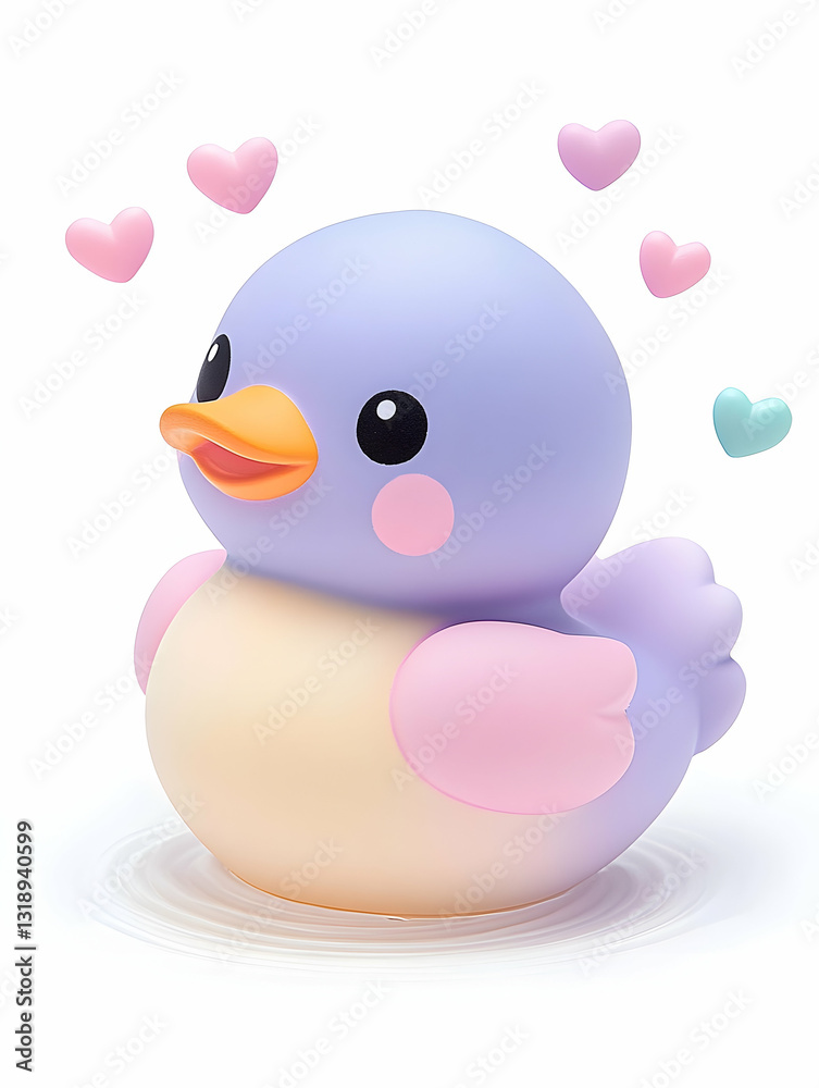 Cute, pastel-colored duckling with hearts Cute, pastel-colored duckling with hearts