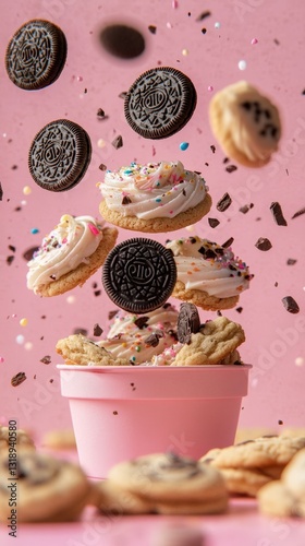 Close-up of a charming medium-sized, rectangular pink plastic container perched on a matching pink surface, featuring smooth, flat edges for both base and lid, capturing playful simplicity photo