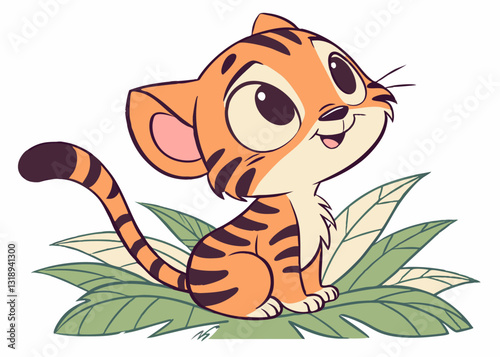 Cute tiger Vector Art Cartoon