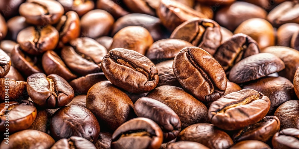 Close-up Macro Photo of Coffee Beans on White Background - High-Resolution Stock Image Close-up Macro Photo of Coffee Beans on White Background - High-Resolution Stock Image