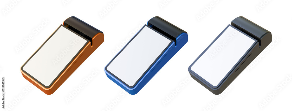 Blank screen pos machine mock up. Contactless payment by credit card and mobile phone banking empty screen through the terminals on isolated background. Payment terminal on a isolated background. Blank screen pos machine mock up. Contactless payment by credit card and mobile phone banking empty screen through the terminals on isolated background. Payment terminal on a isolated background.