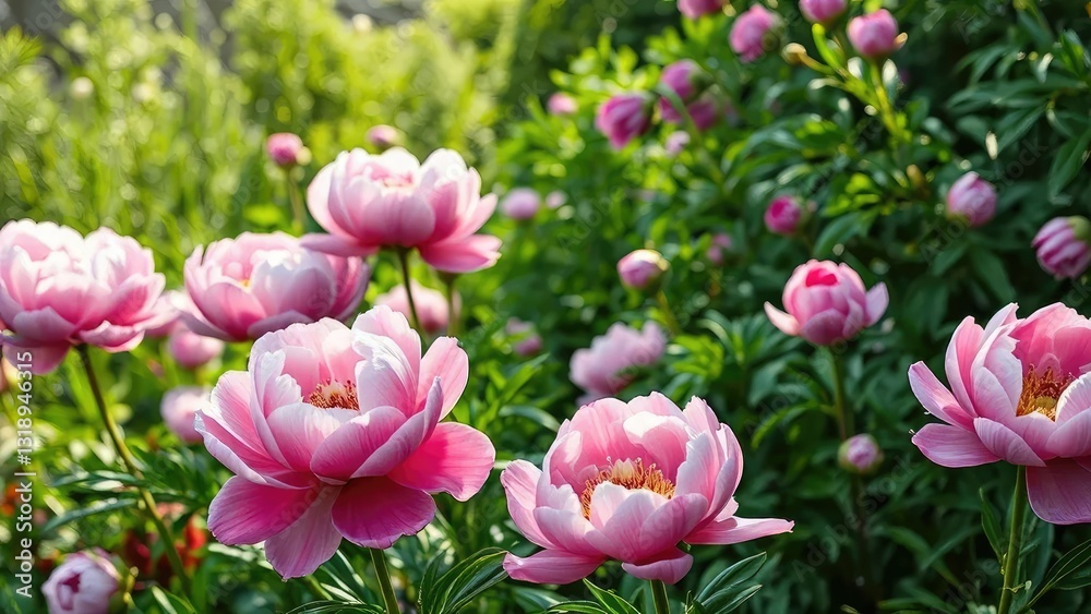 Peonies and fairies blend seamlessly into the garden landscape, nature, peonies, floral Peonies and fairies blend seamlessly into the garden landscape, nature, peonies, floral
