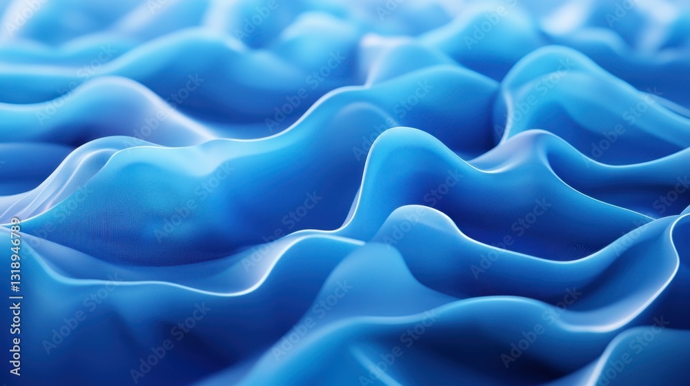 Obraz premium Abstract flowing blue waves background, smooth 3D rendering with soft gradients and futuristic design, digital art concept