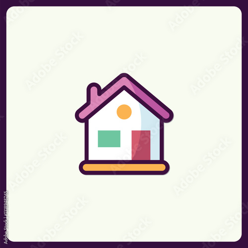 Vibrant Residence Icon with Unique Color Palette for Digital Design