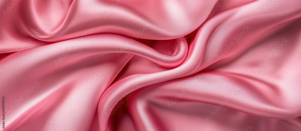 Fototapeta premium Pink silk fabric texture, draped folds, studio backdrop, design