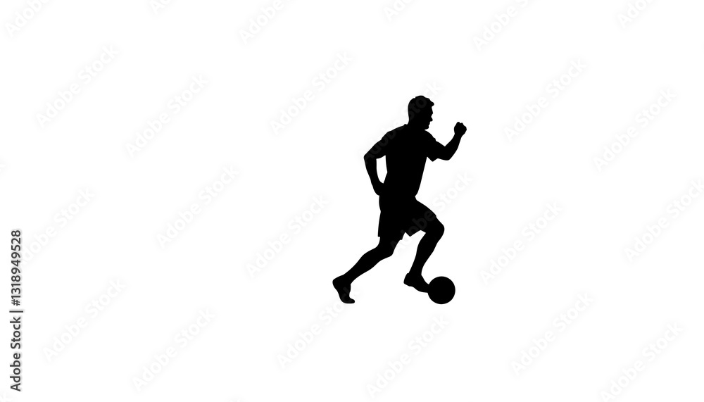 Silhouette of a man running with a soccer ball Silhouette of a man running with a soccer ball