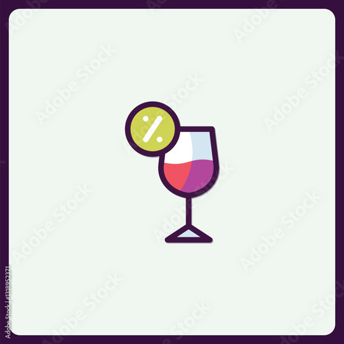 Illustration showcasing a stylized wine glass with a percentage symbol adornment