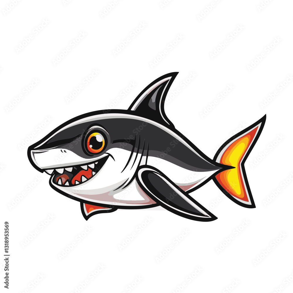 Fototapeta premium Shark cartoon vector illustration 